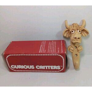 Curious Critters Bull / Cow Resin Wall Hook Vintage 1982 Country Animal Art